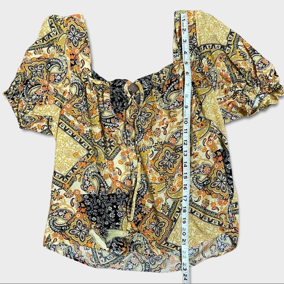 Cupcakes + Cashmere Golden Paisley Blouse Sz XS - Picture 15 of 16